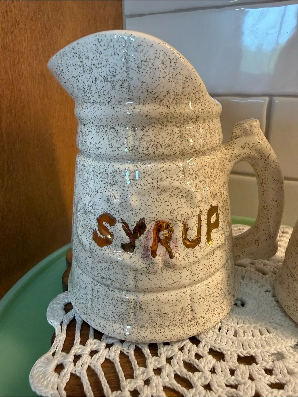 Ceramic Syrup and Butter Pitcher Set - Speckled White